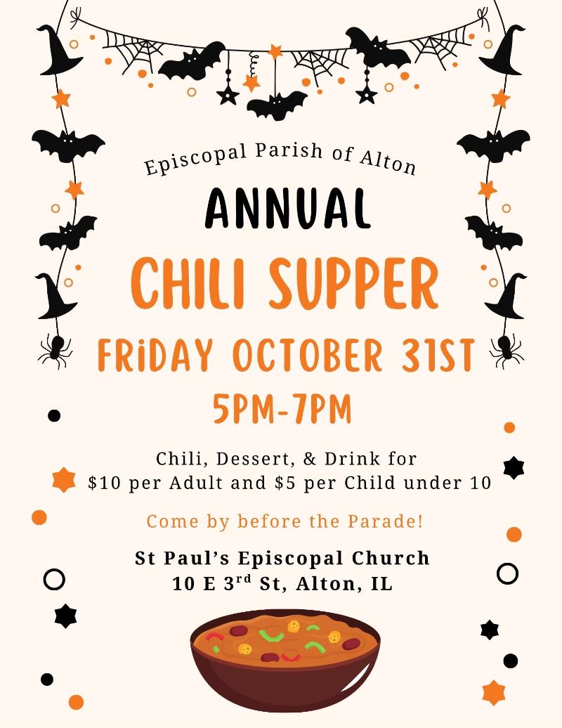 Episcopal Parish of Alton - ANNUAL CHILI SUPPER event flyer