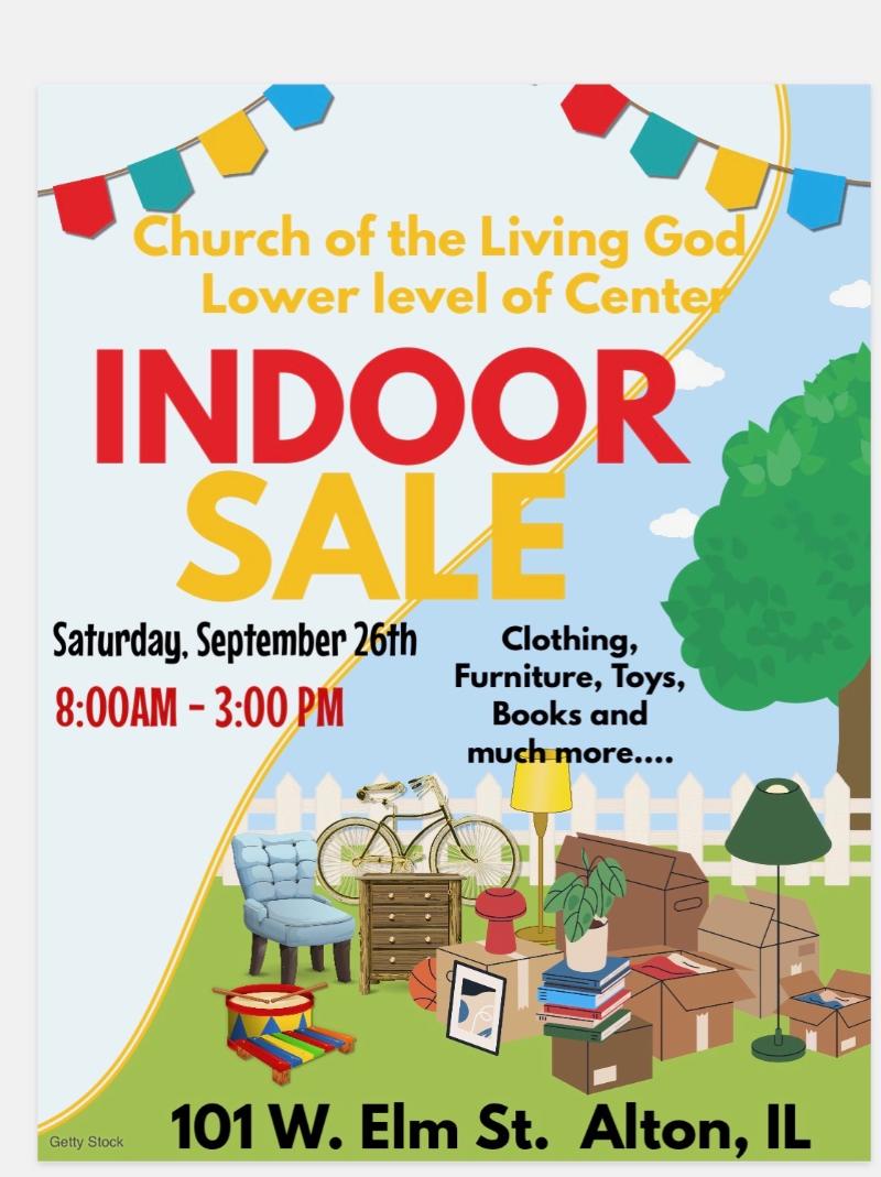 CHURCH INDOOR SALE event flyer