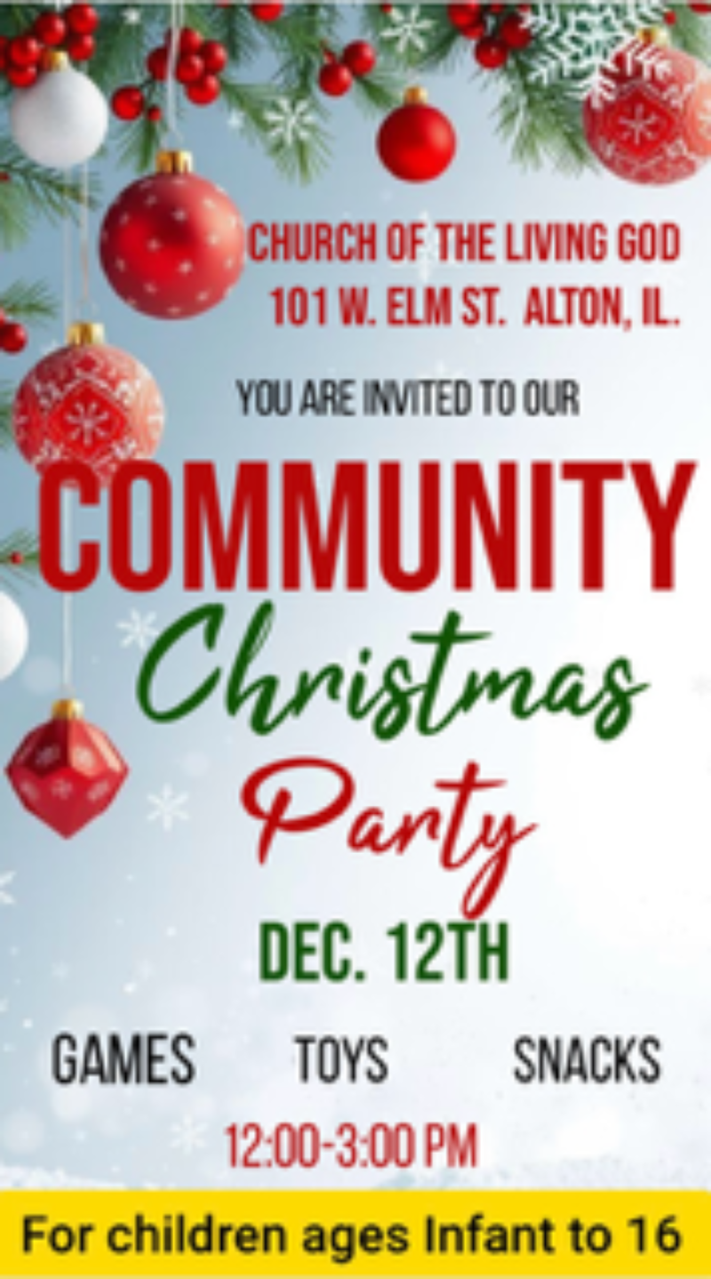 A Very Merry Community Christmas Party event flyer