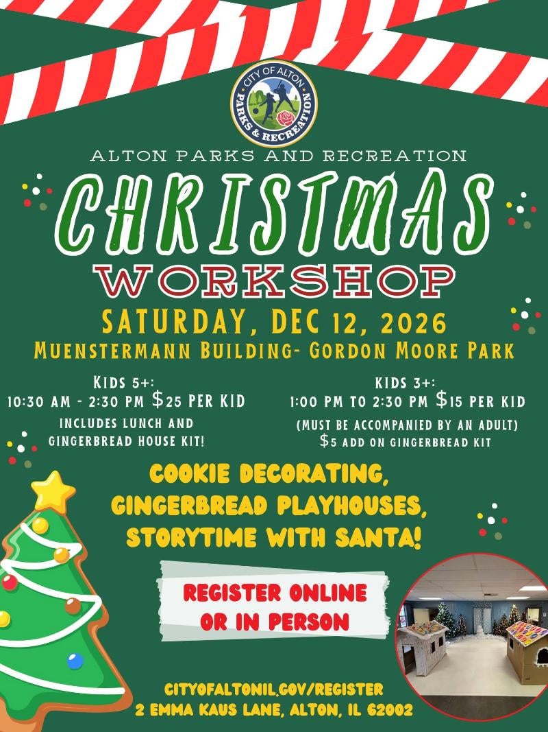 City of Alton Parks & Recreation Christmas Workshop event flyer
