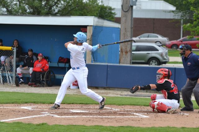 Crick Kimble cracks a home run out of the park at Jersey on Monday in the Class 3A Regional championship. (Photo by Dan Brannan)