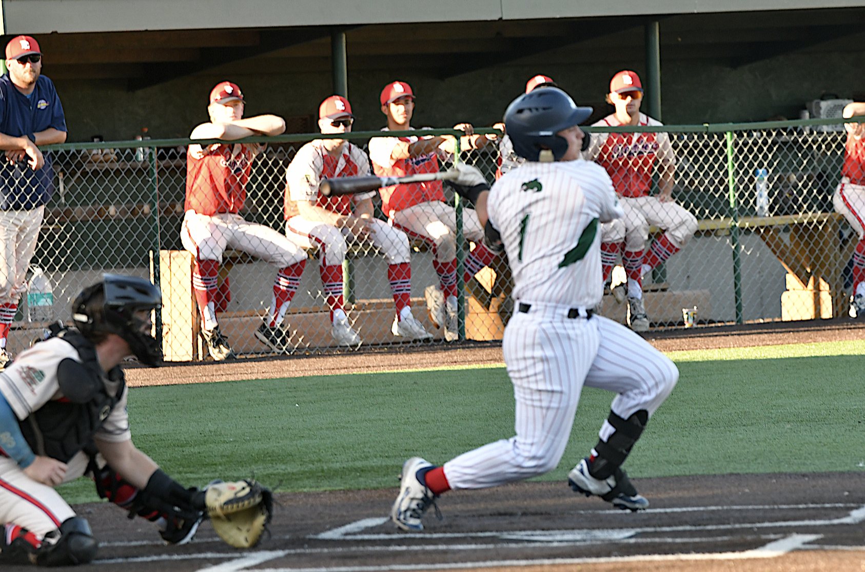 Sean McConachie at the plate for the River Dragons.