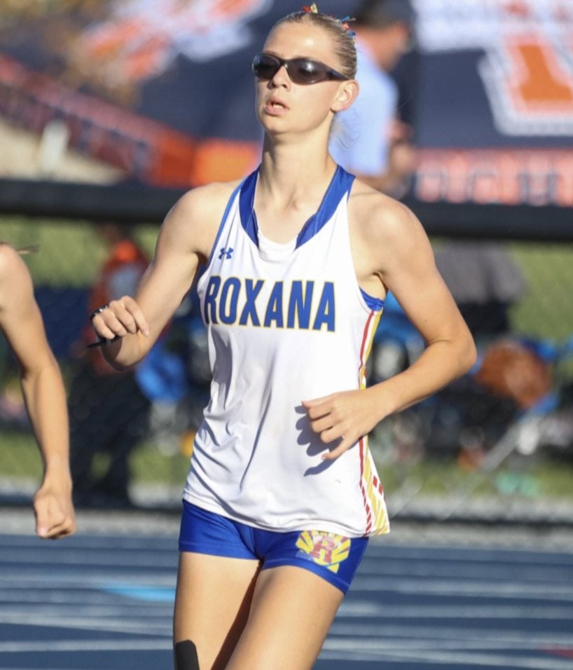 Gianna Stassi at the girls sectional track and field meet for Roxana.