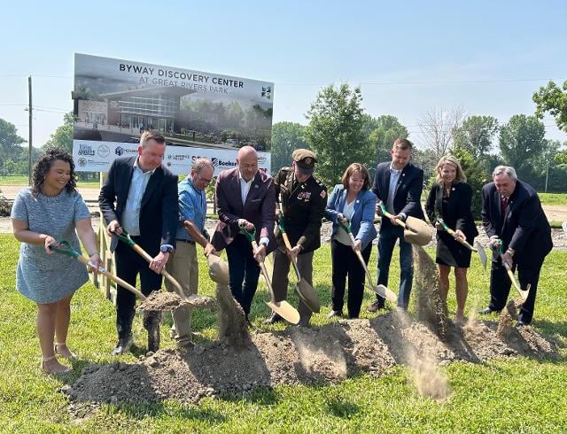 From left to right: Cameron Joost, Andy Manar, Alley Ringhausen, Cory Jobe, Andy Pannier, Amy Elik, C.D. Davidsmeyer, Erica Harriss, and John Hopkins.