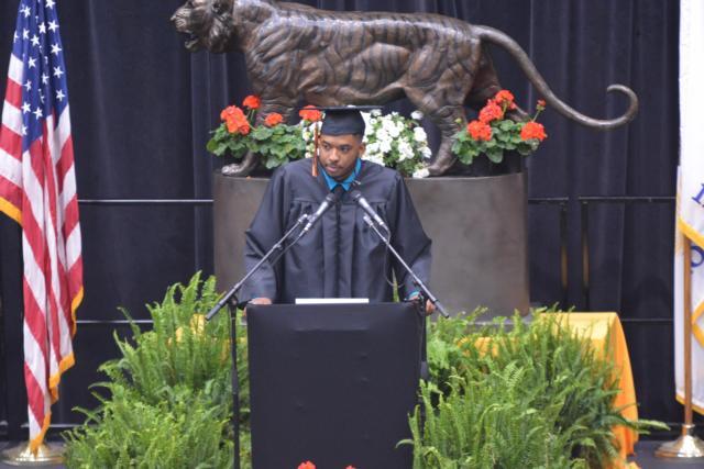 EHS grad Marcus Kwasa, one of the inspirational speakers at graduation.