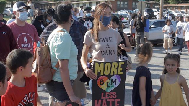 Protesters in a Sunday event in Alton.