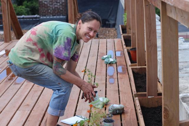 Christine Favilla from The Sierra Club planted some vegetables with volunteers earlier in June. 