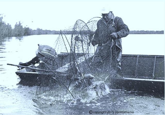 Mathenia's father fishing on the river