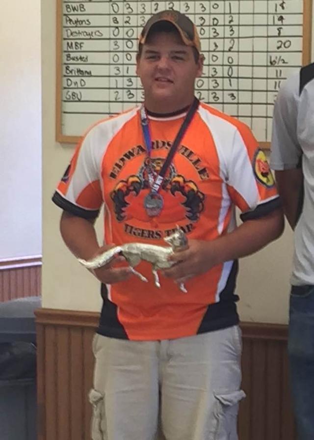 Edwardsville's Garrett Helms won the High Over All or HOA in the state trap event at Bunker Hill..