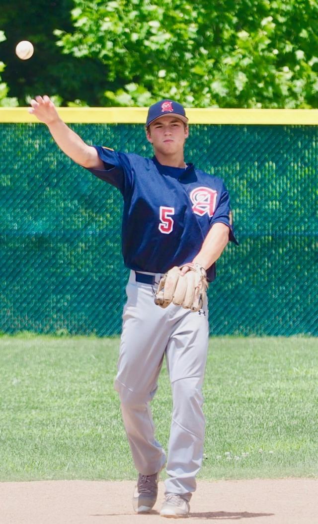 Jayce Maag makes a throw from shortstop.