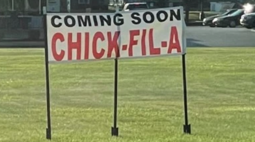 This sign was posted in front of the McDonald's in Bethalto. The sign was put up at the corner of Plaza Dr. and West Bethalto Dr. across from QuikTrip.