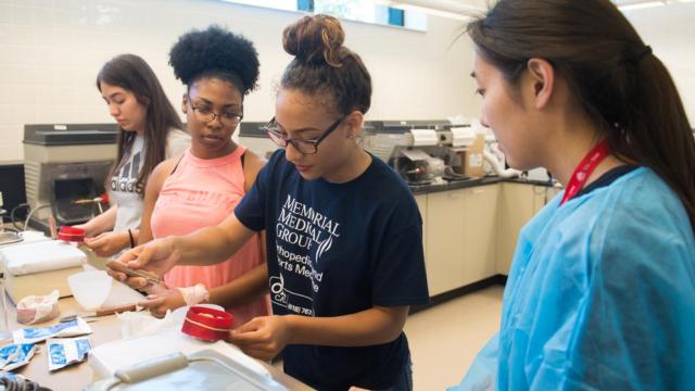 Camp participants took teeth impressions during their day at the SIU School of Dental Medicine.