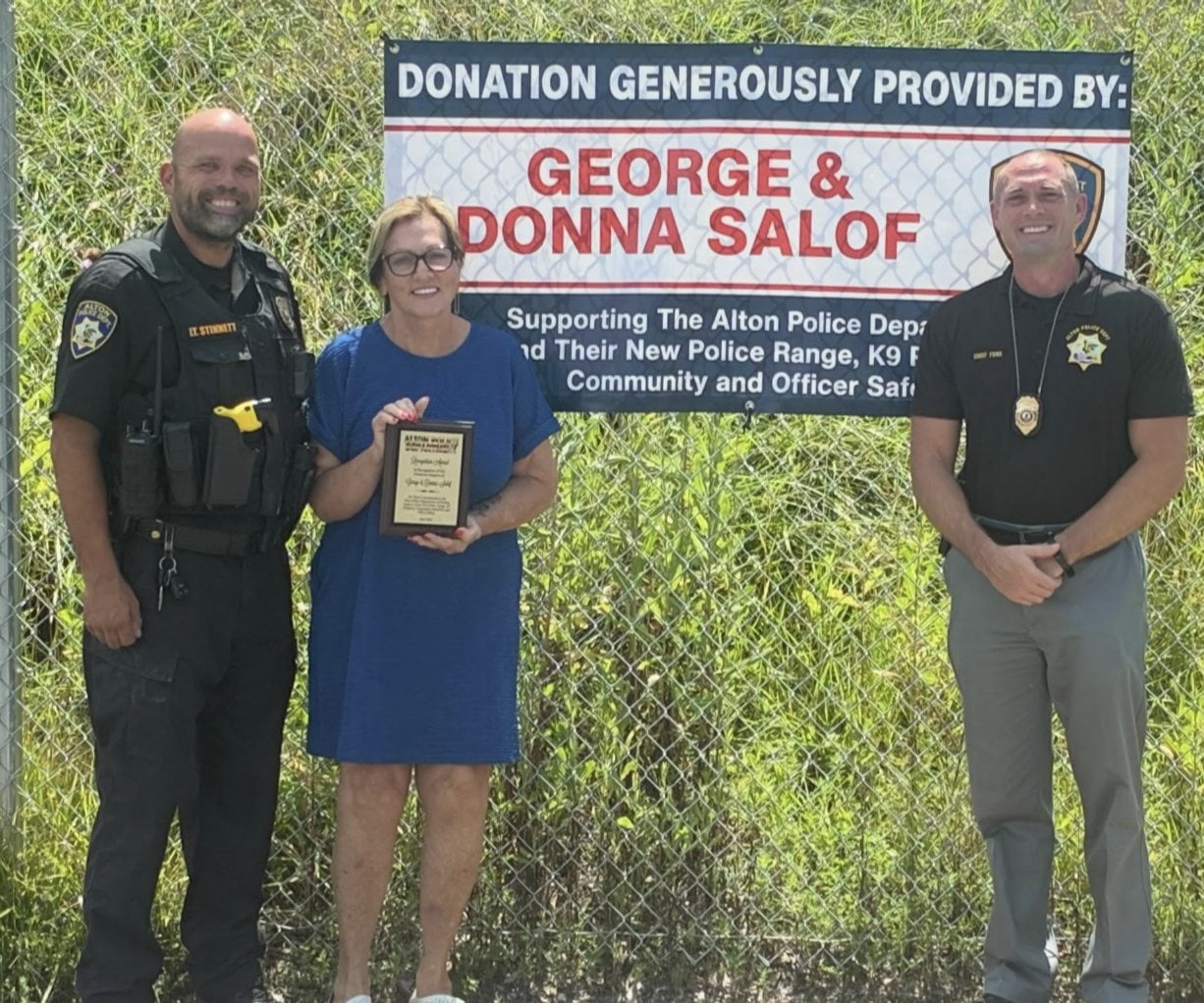 The Alton Police recognized George and Donna Salof for their constant support on Tuesday.