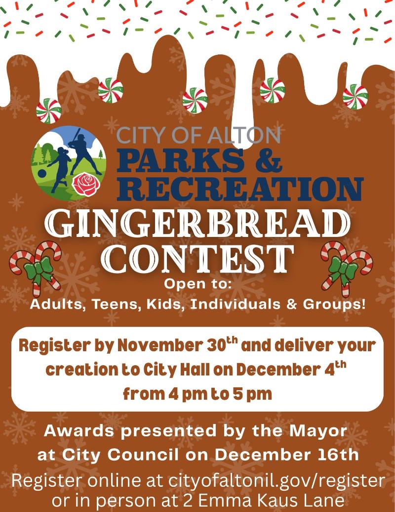 City of Alton Parks & Recreation Gingerbread Contest event flyer
