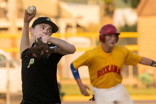 Southwestern and Roxana battled it out in a summer baseball game Thursday night. Southwestern pitcher Luke Golike was stellar, tossing a four-hitter with seven strikeouts. (Photos courtesy of Michael Weaver)