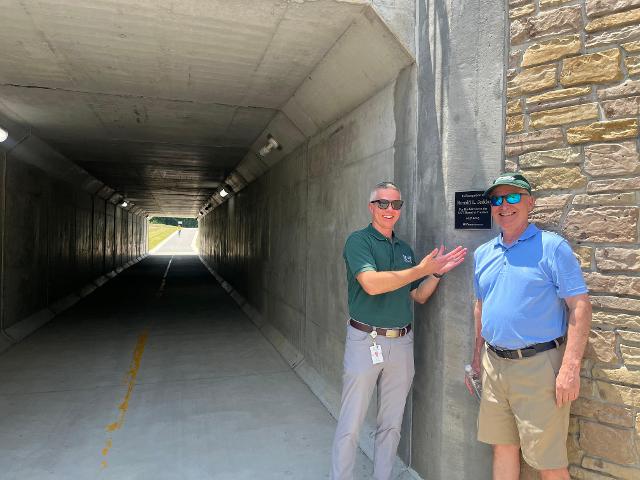 Left to right: MCT Managing Director SJ Morrison and Ron Jedda at the MCT Schoolhouse Tunnel under IL-157 in Collinsville. 