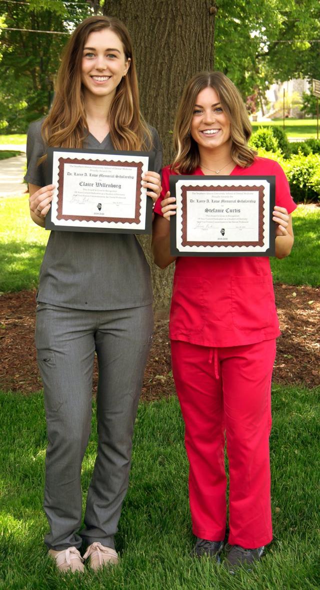 Dr. Larry A. Lowe Memorial Scholarship recipients Claire Willenborg and Stefanie Curtis. 