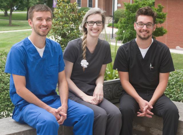 (L-R) SIU SDM Dean’s Scholarship recipients Austin LaMay, Evelyn Nord and Kevin Wolf.