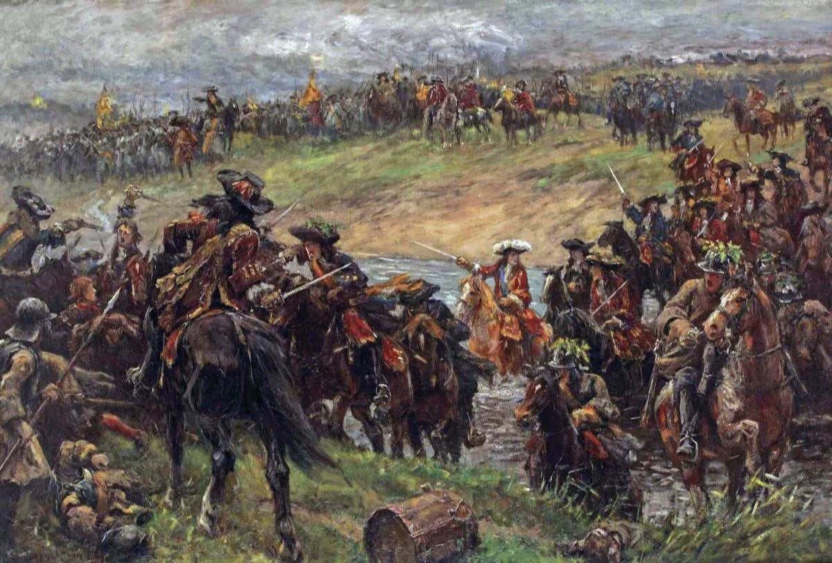 William of Orange crosses the Boyne during the Battle of the Boyne, 1690