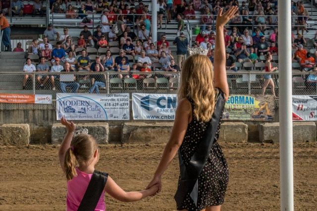 Jersey County queen royalty wave to those in attendance Sunday night. (Photo courtesy of Michael Weaver)