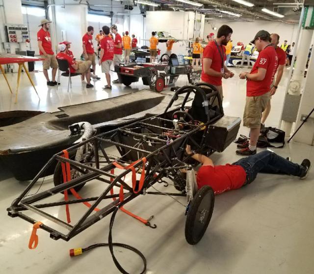 SIUE Solar Car team members employed quick and critical thinking to make necessary modifications during the competition that enhanced their success.