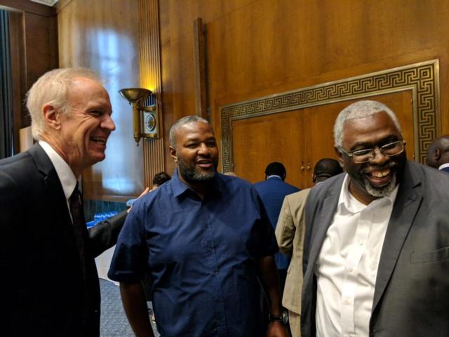 Gov. Bruce Rauner is shown with (from left) Tremayne Branch, owner of Rumberger's Wings and More in Peoria, and Larry Ivory, president and CEO of the Illinois Black Chamber of Commerce, at the National Black Chamber of Commerce’s 26th Annual Conference.