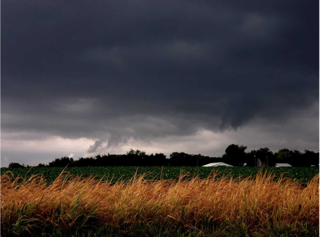 This is a dramatic storm photo from an area farm field by Cari Frye, one of the winners in the Riverbender.com Facebook Storm Photo Contest.