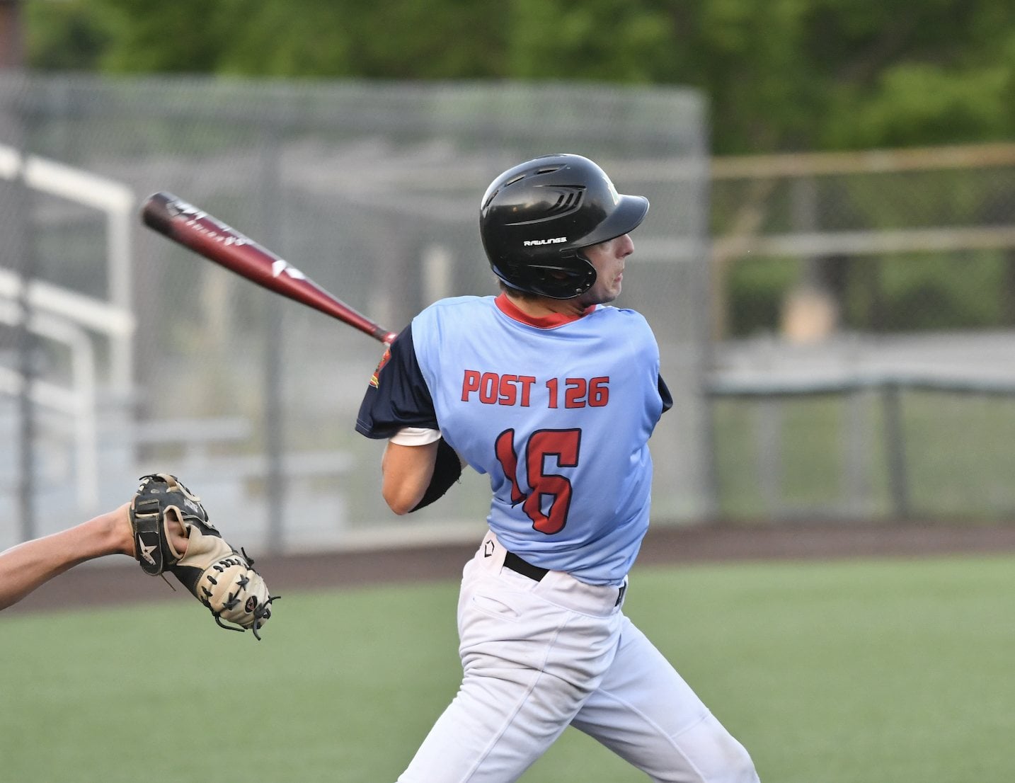 John Kunz had three hits and three RBIs for the Senior Legion in descivie win.
