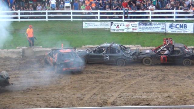 Action was hot at the annual Jersey County Fair Demolition Derby on Sunday night. (Photos by Charles Thomas)