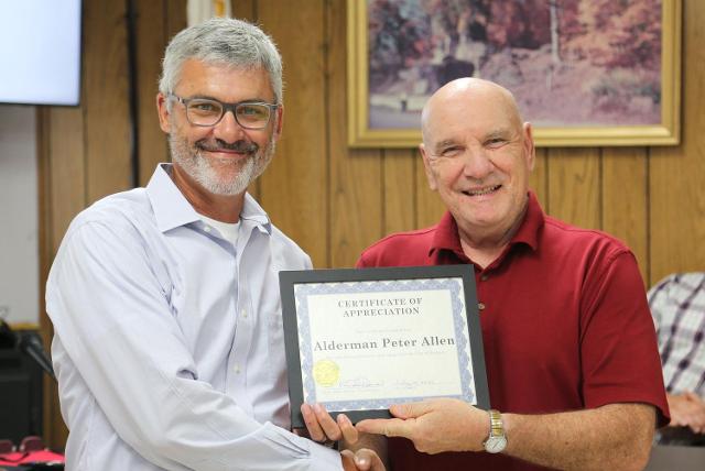 Grafton's Peter Allen and Mayor Mike Morrow.