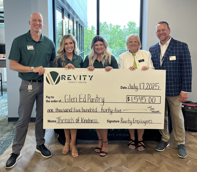 Employees Fund 1,545 Donation To Glen-Ed Food Pantry Through Revity Threads of Kindness