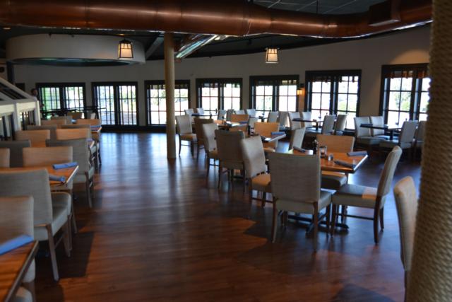 Inside look at Journey restaurant with breathtaking river/bridge view.