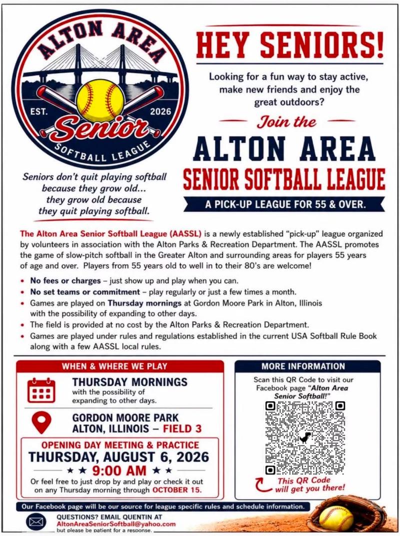Senior Softball rescheduled Opening Day  event flyer