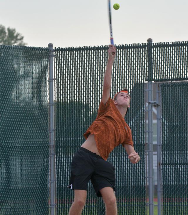 Edwardsville's Alex Gray serves on Tuesday in the Edwardsville Pro Wildcare event.