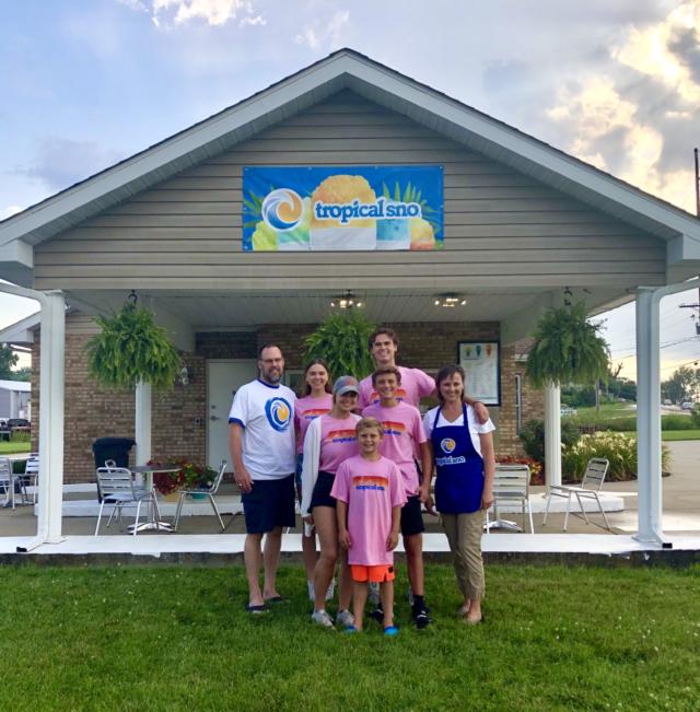 Beth Schwarz (far right) and her family have opened a Tropical Sno at 2134 S. Morrison Ave. in Caseyville.