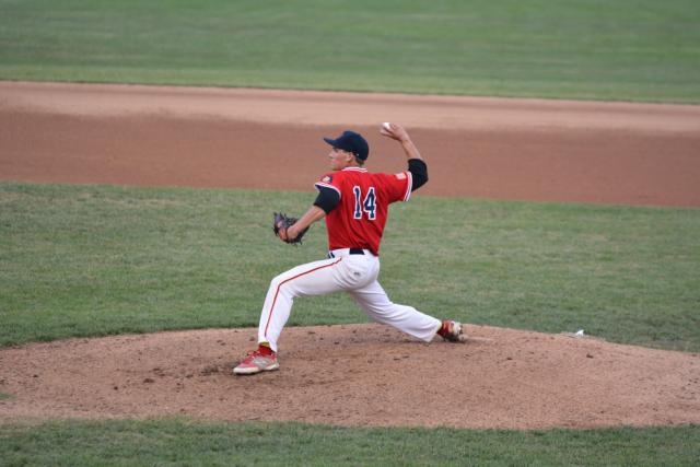 Jordan Hovey on the mound for the Metro East Bears.