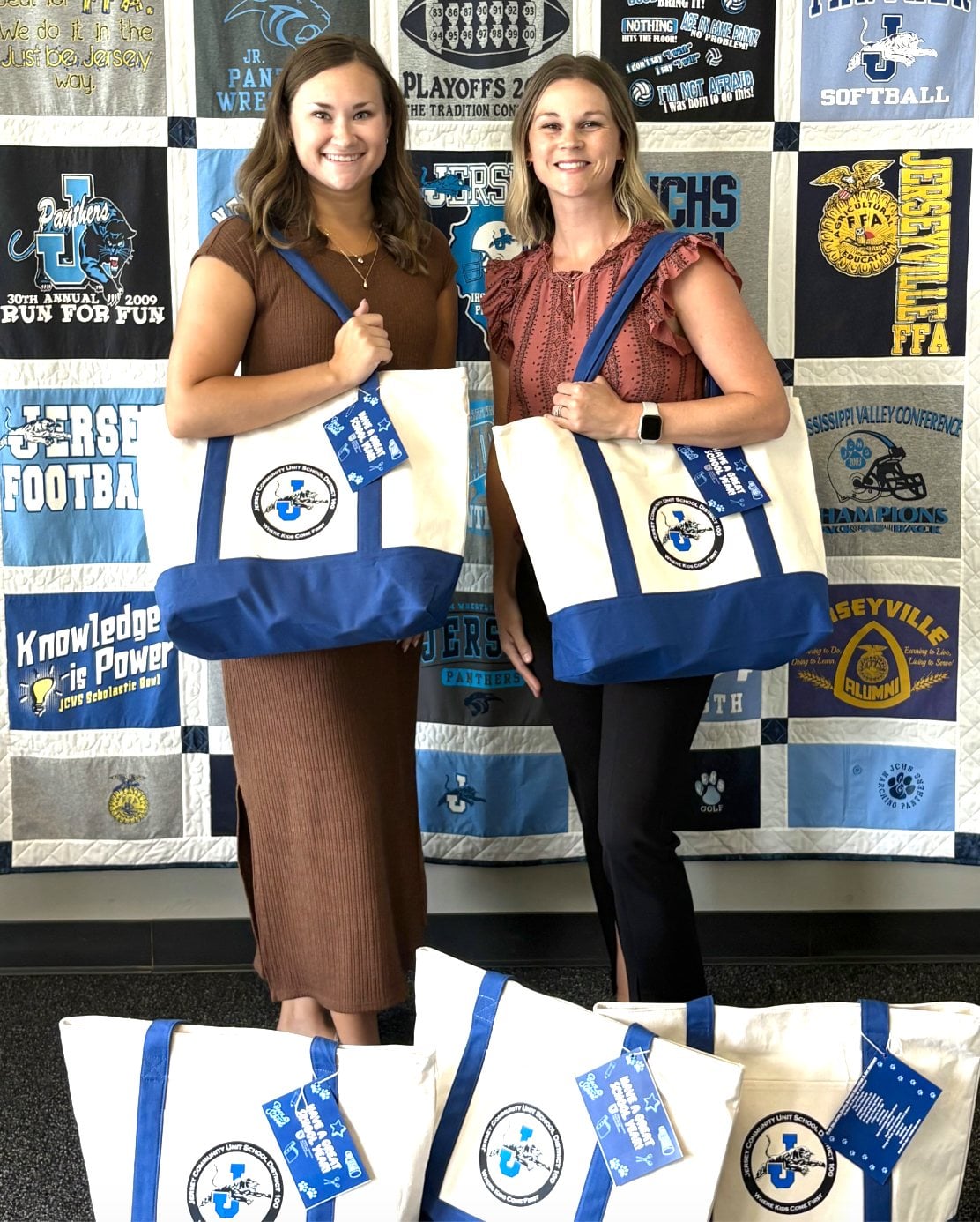 JCBA Director Katie Shires (left) and District #100 Accountant Kelsey Wittman (right),