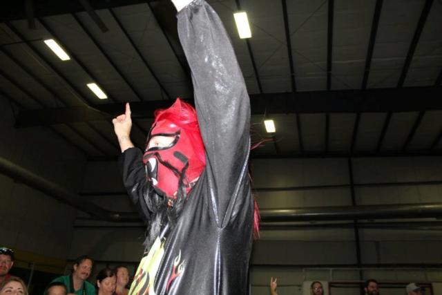 &ldquo;The Wind of Destruction&rdquo; Makaze celebrates after a hard-fought victory (Courtesy of Patrick Hook)