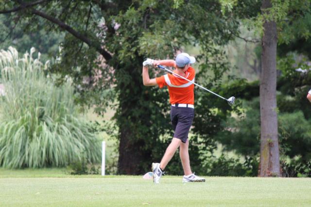 Edwardsville High School golf player at Spencer T. Olin Golf Course for the Alton Tee Off Classic.