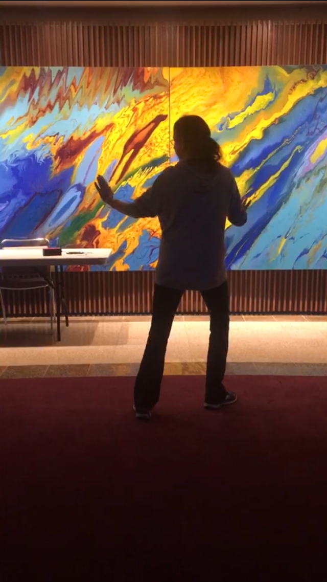 Tai Chi Instructor Margie Sinclair-Parish practices the Chinese martial art in the Hatheway Lobby at L&C.