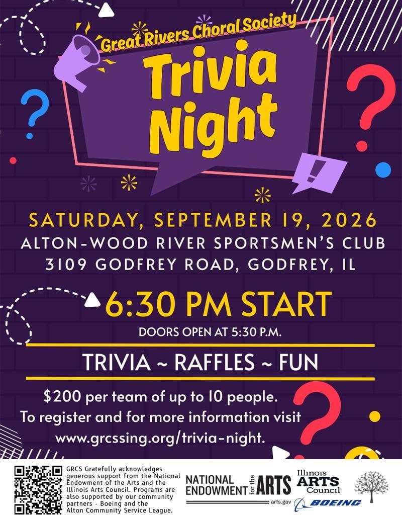 Great Rivers Choral Society Trivia Night event flyer