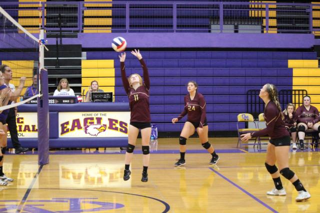 Becca Nottke wasn't afraid to jump high and do some twists and turns to get those shots set for her teammates. 