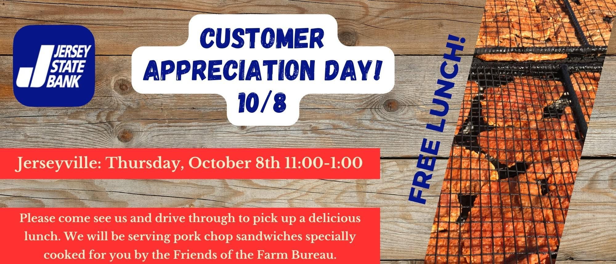 Jersey State Bank Jerseyville Branch Customer Appreciation Day event flyer
