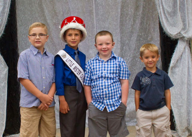 Left to Right: Nicolas Rose, Retiring Little Mister Carlin Pohlman, Owen Mager, and Bryce Nienke
