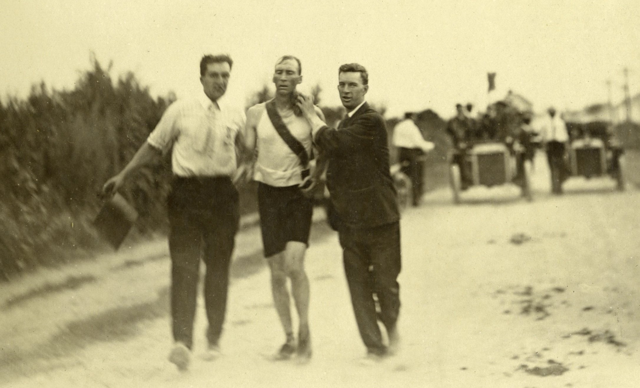 Thomas Hicks in the marathon.