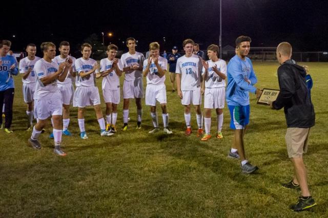 The Jersey soccer team receives its championship award at the Carlinville Classic Tourney on Thursday. (Photos courtesy of Michael Weaver)