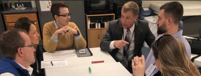 (left to right): Todd Dugan, Bunker Hill School District; Tonya Flannery, City of Litchfield; Elizabeth Nyman, Farmfront board director; Brad Tuttle, Jersey School District; Pete Visintin, Macoupin County CEO; and Kendra Wright, Imagine Hillsboro.