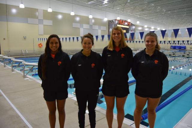 Edwardsville swim seniors Jane Russo, Kate May, Caroline Caton and Elizabeth McPherson.