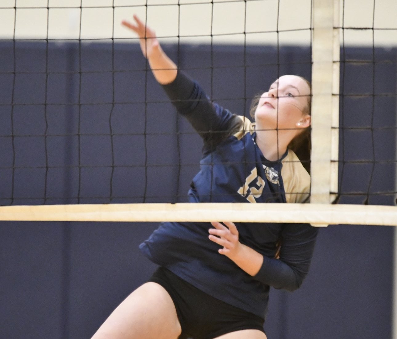 Griffins' outside hitter Maddie Durst was outstanding against Calhoun on Thursday night. (Photo by Dan Brannan).