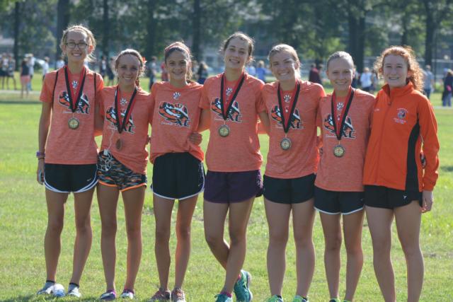 Edwardsville's top girls cross country finishers in the Granite City Invitational. (Photo by Dan Brannan)